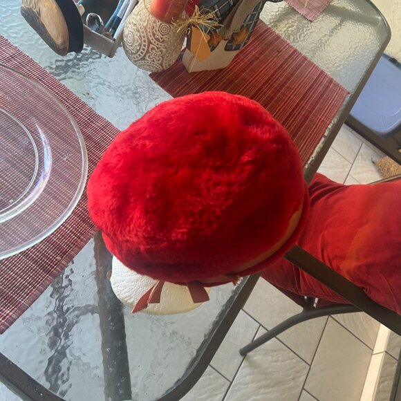 Vintage Christine Original Empress Faux Red Fur Hat with bow - Picture 3 of 6